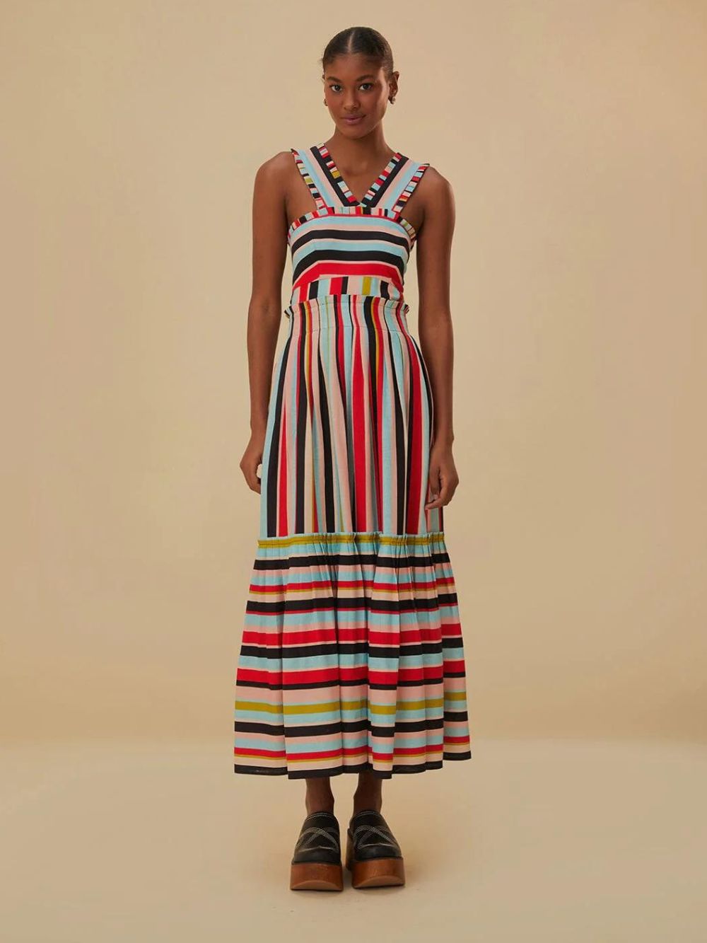 FARM Rio Stripe Sleeveless Maxi Dress