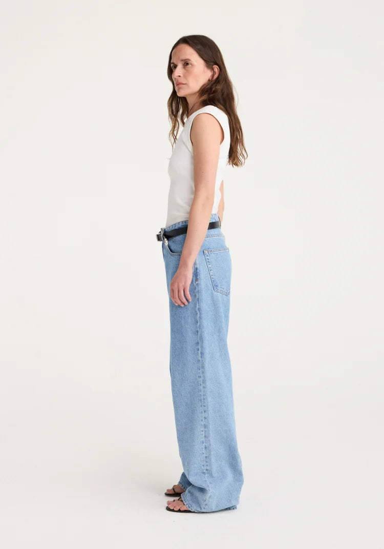 Rohe Low Waist Wide Leg Denim in Blue