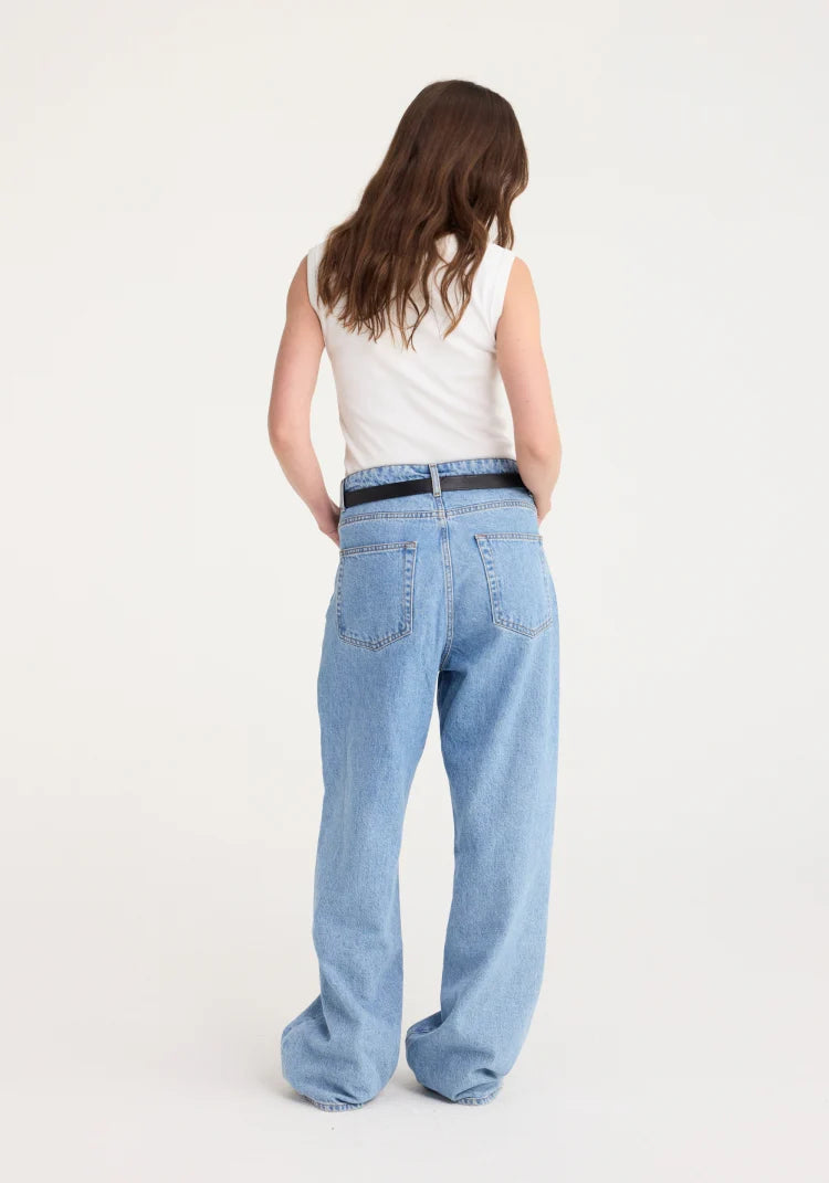 Rohe Low Waist Wide Leg Denim in Blue