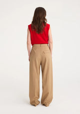 Rohe Wide Leg Pleated Trousers in Fawn