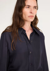 Rohe Fitted Silk Shirt in Navy