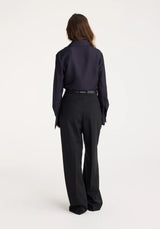 Rohe Fitted Silk Shirt in Navy