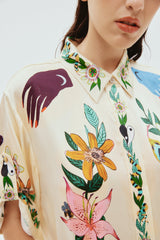 Alemais Meagan Oversized Silk Shirt Cream