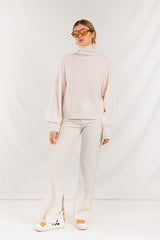 Crush Leah Ribbed Funnel Neck in Organic White