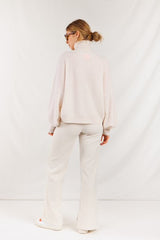 Crush Leah Ribbed Funnel Neck in Organic White