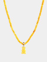 Crystal Haze Beaded Nostalgia Bear Necklace Yellow