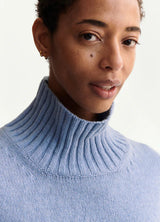 &Daughter Fintra Crop Lambswool High Neck in Pale Blue