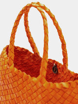 Dragon Diffusion Sante Croce Small Woven Leather Tote in Orange