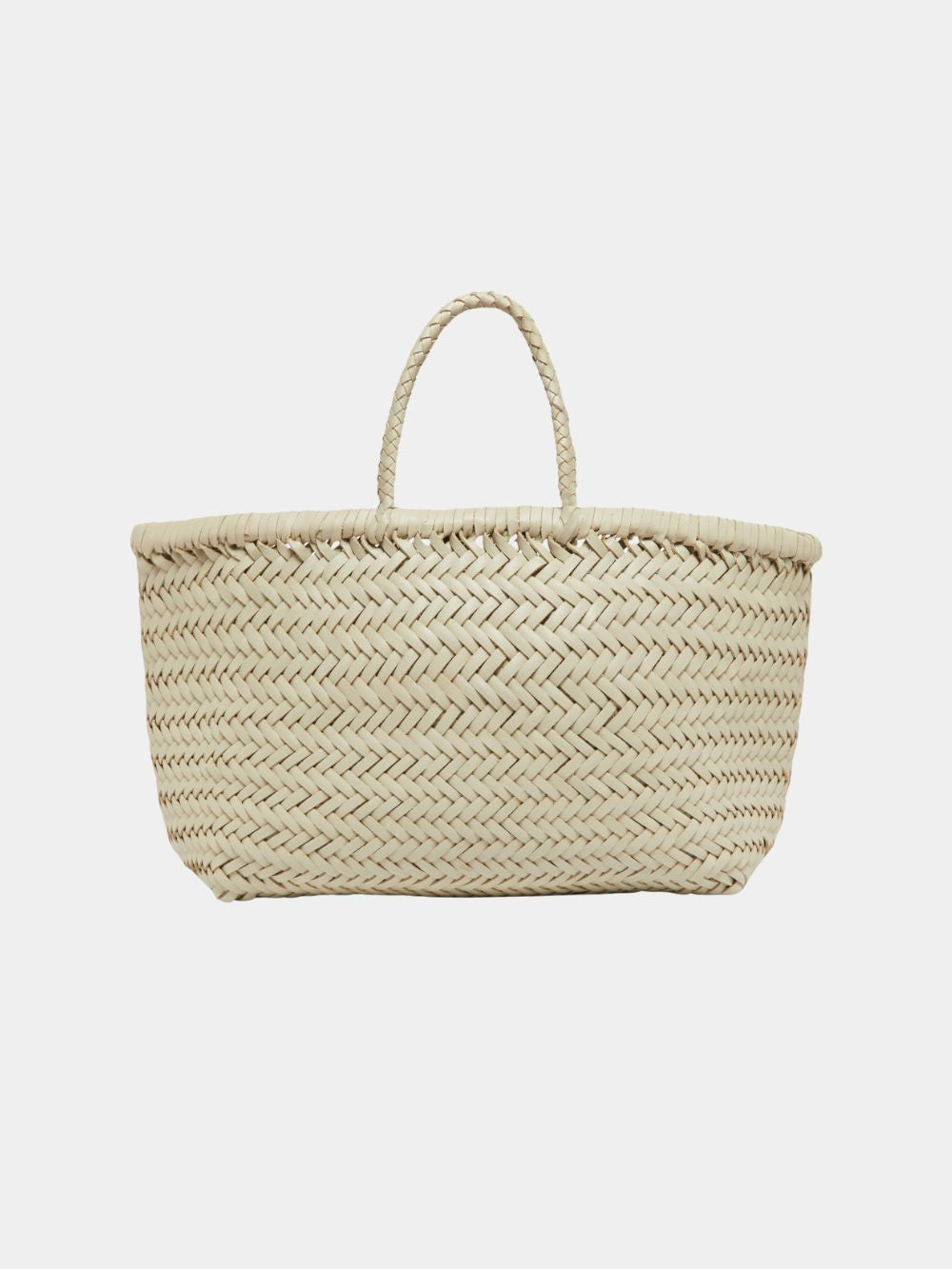 Dragon Diffusion Triple Jump Small Woven Leather Bag in Pearl Grey
