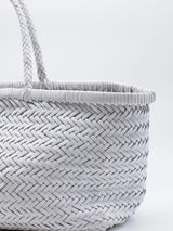 Dragon Diffusion Triple Jump Small Woven Leather Bag in White