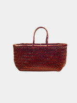 Dragon Diffusion Triple Jump Small Woven Leather Bag in Red