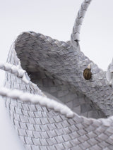 Dragon Diffusion Sante Croce Small Woven Leather Tote in White