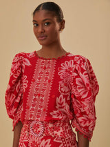 FARM Rio Flora Tapestry Red Blouse
