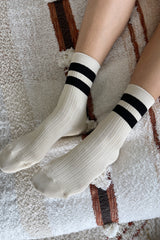 Le Bon Shoppe Her Varsity Socks Cream Black