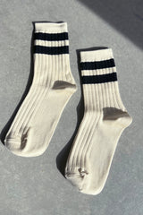 Le Bon Shoppe Her Varsity Socks Cream Black