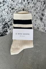 Le Bon Shoppe Her Varsity Socks Cream Black