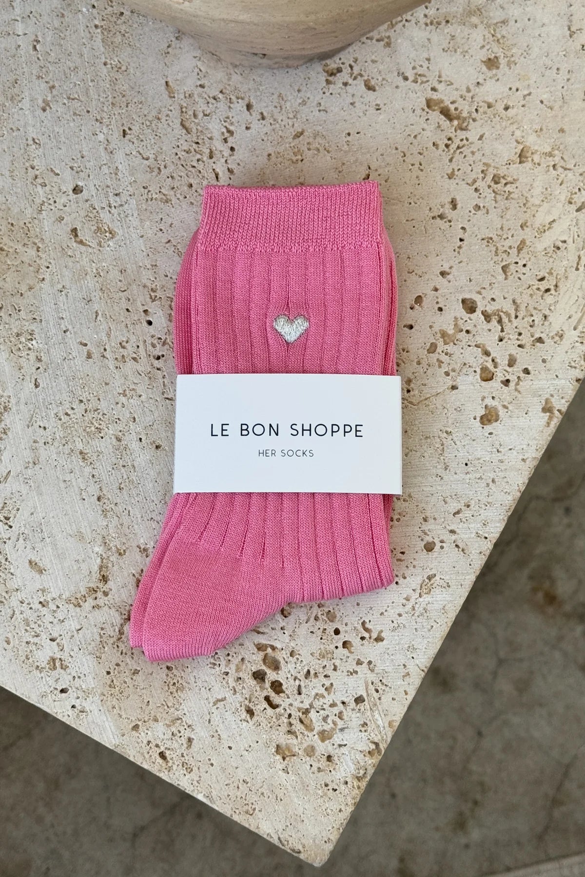 Le Bon Shoppe Embroidered Her Socks Pink Water Heart - Twenty Petworth