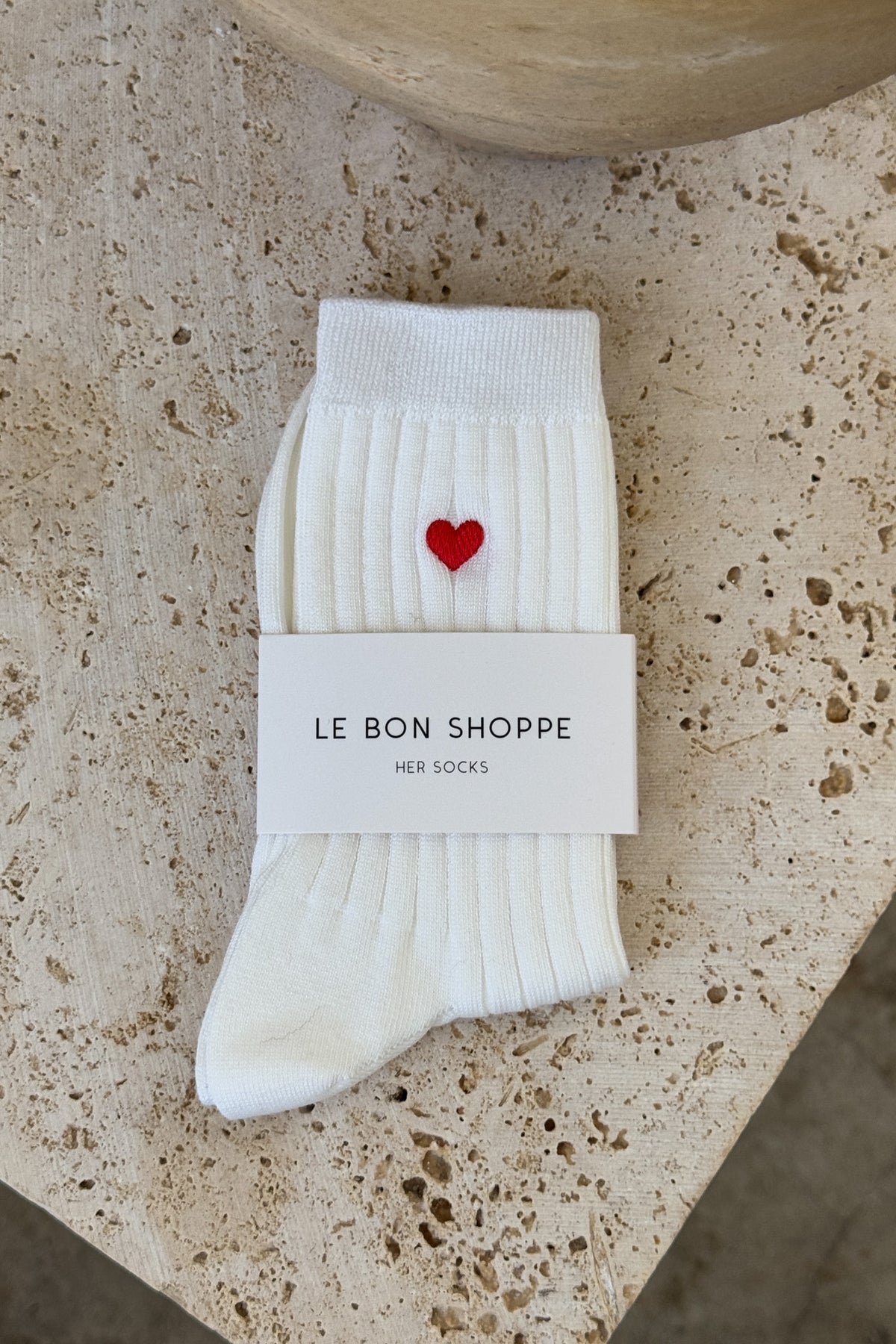 Le Bon Shoppe Embroidered Her Socks Classic White Heart - Twenty Petworth