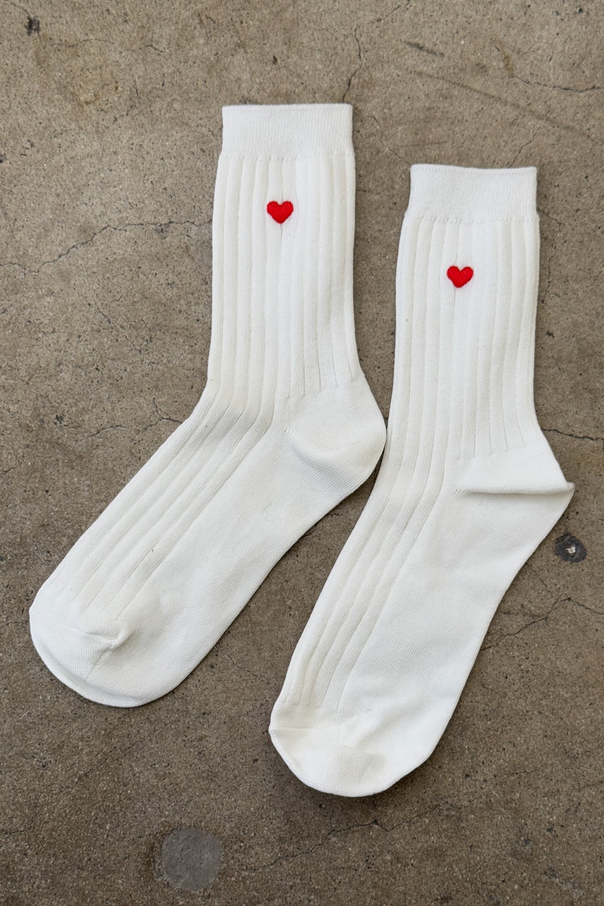 Le Bon Shoppe Embroidered Her Socks Classic White Heart - Twenty Petworth