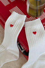 Le Bon Shoppe Embroidered Her Socks Classic White Heart - Twenty Petworth