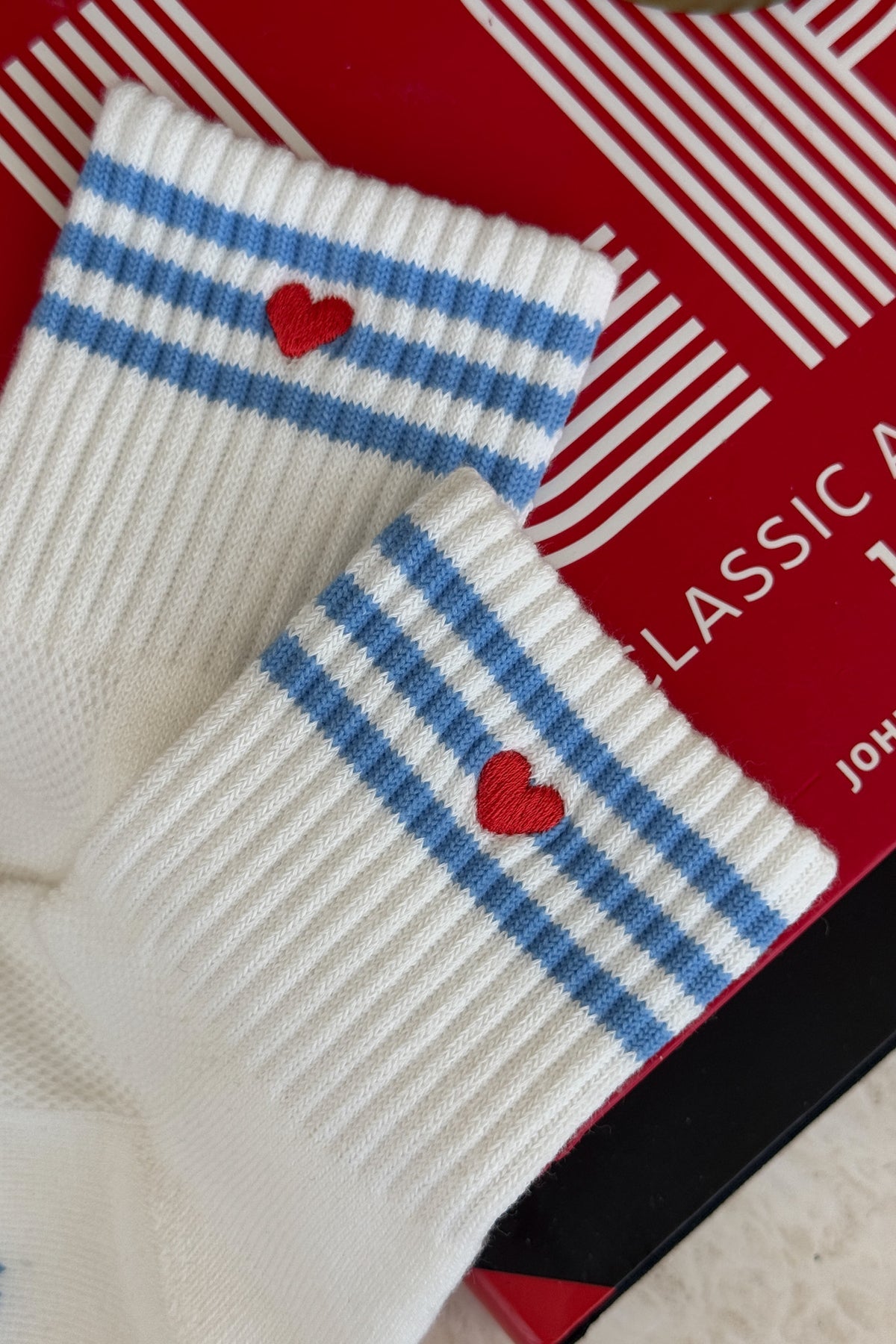 Le Bon Shoppe Embroidered Girlfriend Socks in Ivory Heart - Twenty Petworth