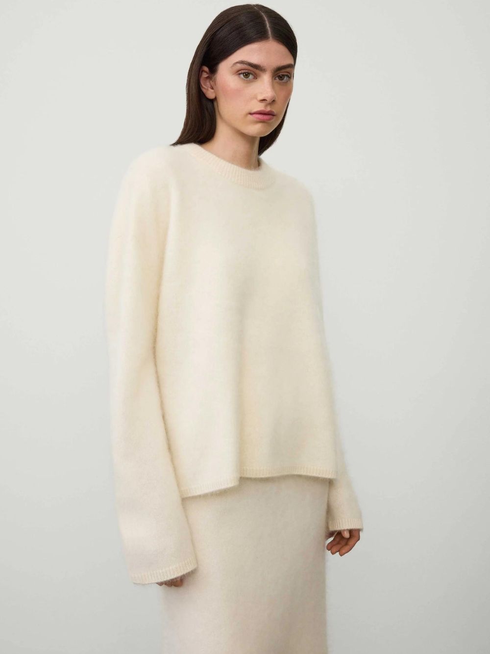 Lisa Yang Natalia Sweater in Cream Brushed