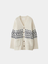 Lisa Yang Greyson Cardigan Cream/Navy Jacquard