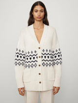 Lisa Yang Greyson Cardigan Cream/Navy Jacquard