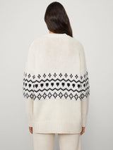 Lisa Yang Greyson Cardigan Cream/Navy Jacquard