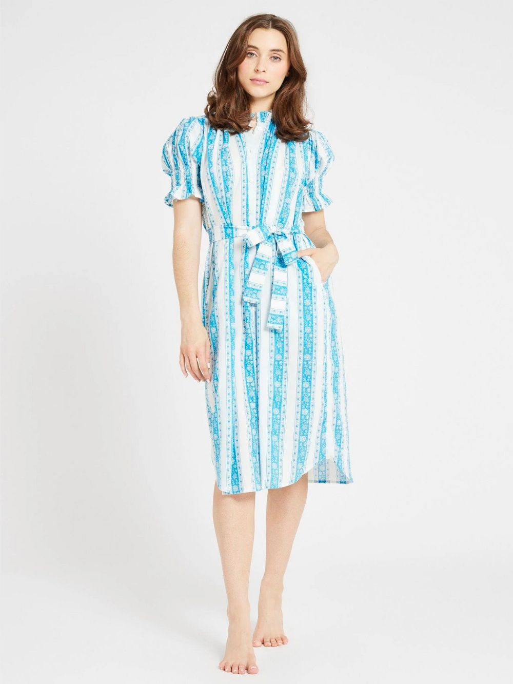 Mille Vera Dress Aqua Jaipur Stripe