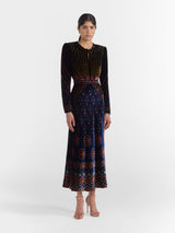 Saloni Claudia Midi Velvet Dress in Jewel Rays - Twenty Petworth