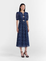 Saloni Jamie C Dress Metallic Navy Lip - Twenty Petworth