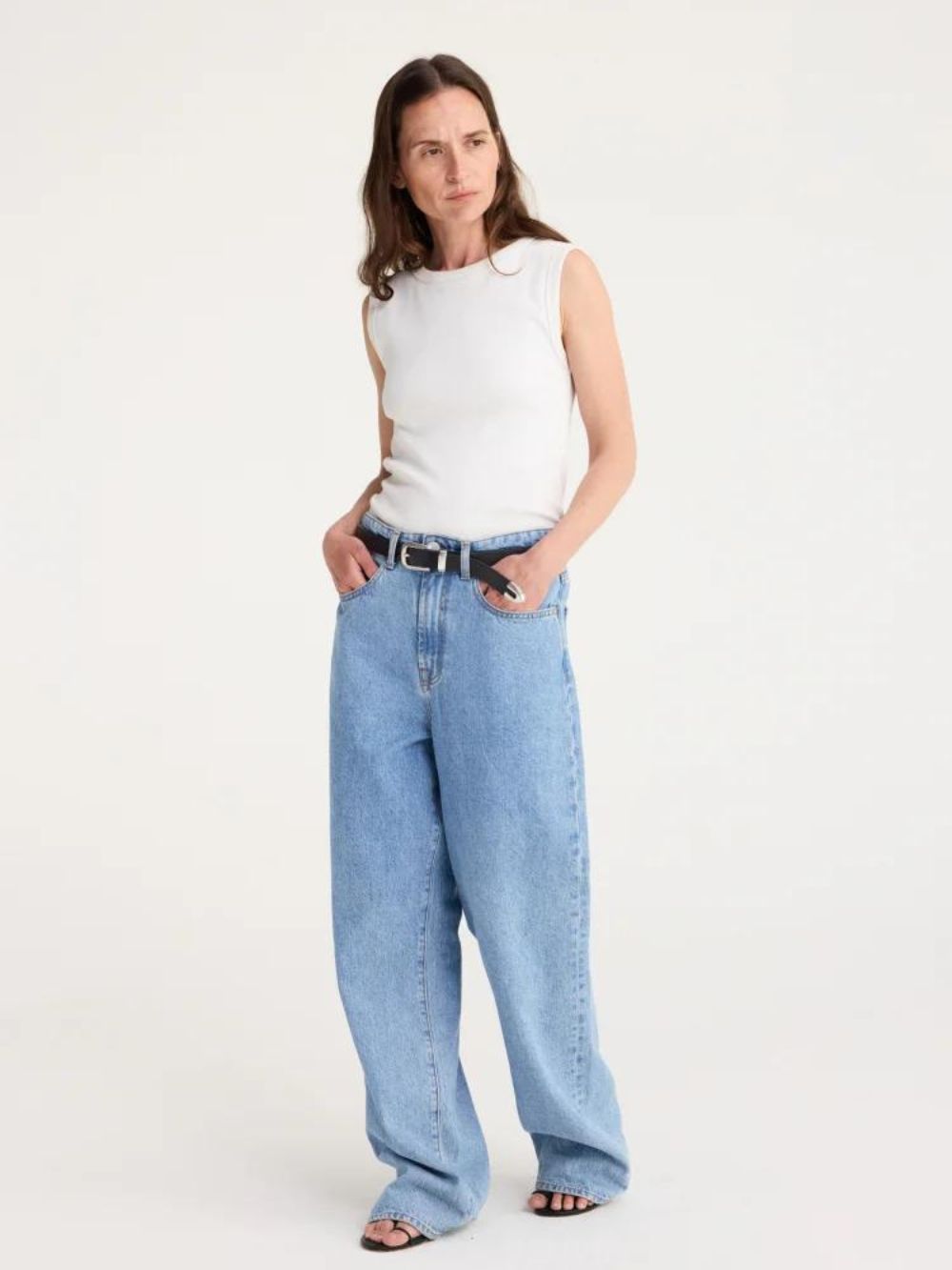 Rohe Low Waist Wide Leg Denim in Blue