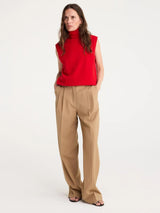 Rohe Wide Leg Pleated Trousers in Fawn