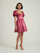 Saloni Rachel D Mini Dress in Metallic Pink