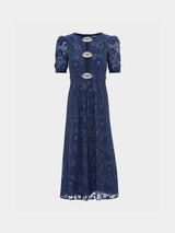 Saloni Jamie C Dress Metallic Navy Lip - Twenty Petworth