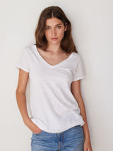 Velvet Lilith V-Neck T-Shirt in White